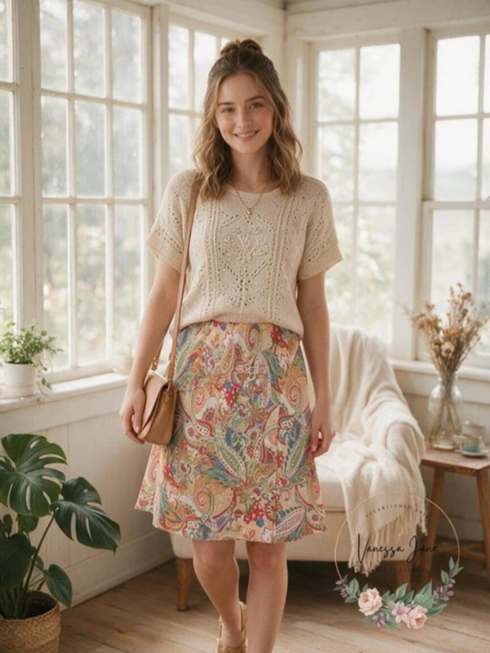 Annex Women’s Multi-Color Paisley Print A-Line Skirt, Petite 4